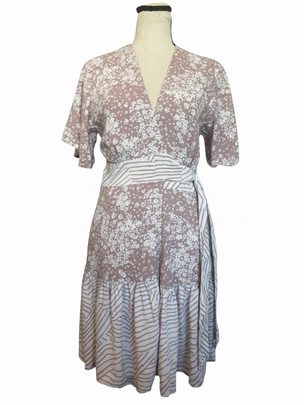 Floral Wrap Midi Dress in Dusty Rose - Womens